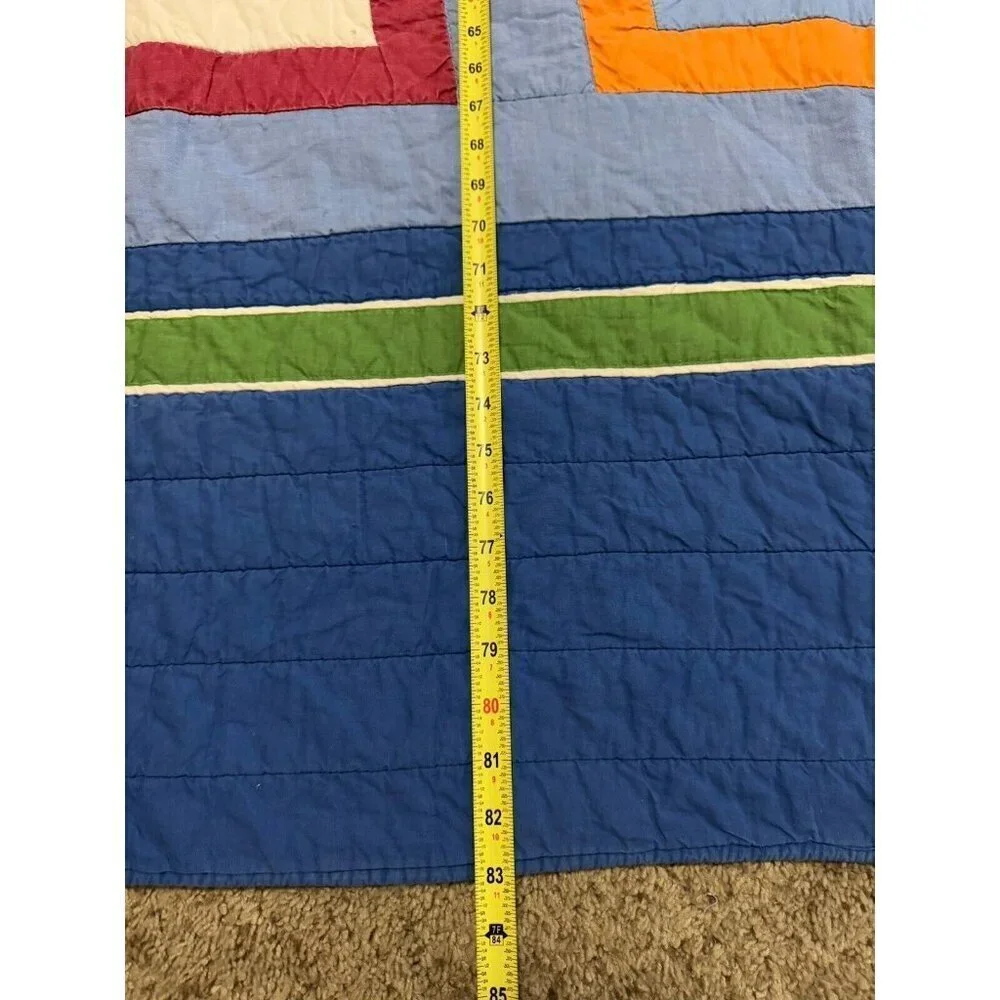 Patchwork Sports Quilt Comforter Bedding Cotton Blue Multicolor Twin 65x83 Youth